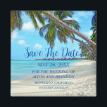 Plage Sable Tropical Mariage Moderne Waves Magnet<br><div class="desc">Tropical,  plage,  simple,  vagues,  destination,  palmiers,  élégant,  Mariage moderne,  Save the Date aimant. Vous pouvez le personnaliser avec vos détails.</div>