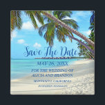 Plage Sable Tropical Mariage Moderne Waves Magnet<br><div class="desc">Tropical,  plage,  simple,  vagues,  destination,  palmiers,  élégant,  Mariage moderne,  Save the Date aimant. Vous pouvez le personnaliser avec vos détails.</div>