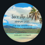 Plage Sable Tropical Mariage Moderne Waves Magnet<br><div class="desc">Tropical,  plage,  simple,  vagues,  destination,  palmiers,  élégant,  Mariage moderne,  Save the Date aimant. Vous pouvez le personnaliser avec vos détails.</div>