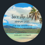 Plage Sable Tropical Mariage Moderne Waves Magnet<br><div class="desc">Tropical,  plage,  simple,  vagues,  destination,  palmiers,  élégant,  Mariage moderne,  Save the Date aimant. Vous pouvez le personnaliser avec vos détails.</div>