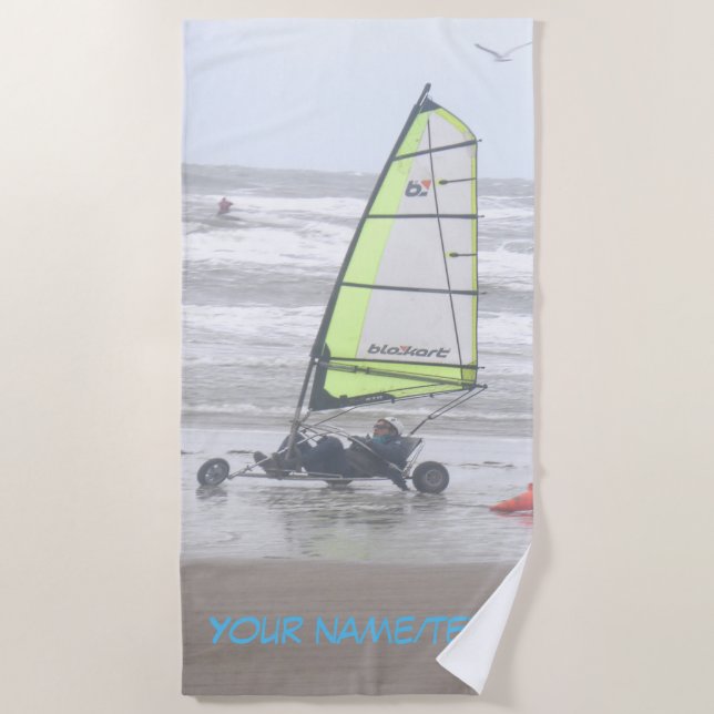 Plage Sable Yachting avec Seagul Cust. Serviette de plag (Devant)