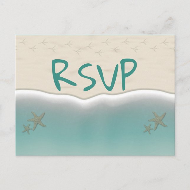 Plage Sandy Shore Starfish Cartes postales RSVP (Devant)