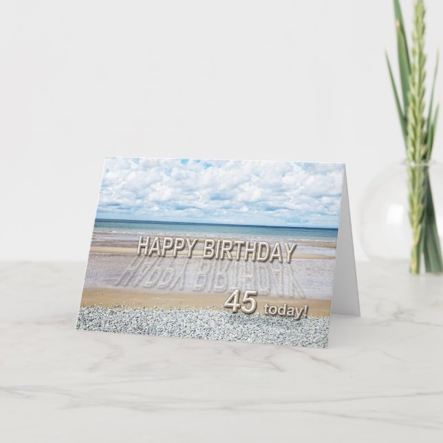 Plage scène 45ème anniversaire carte avec lettres  (Devant)