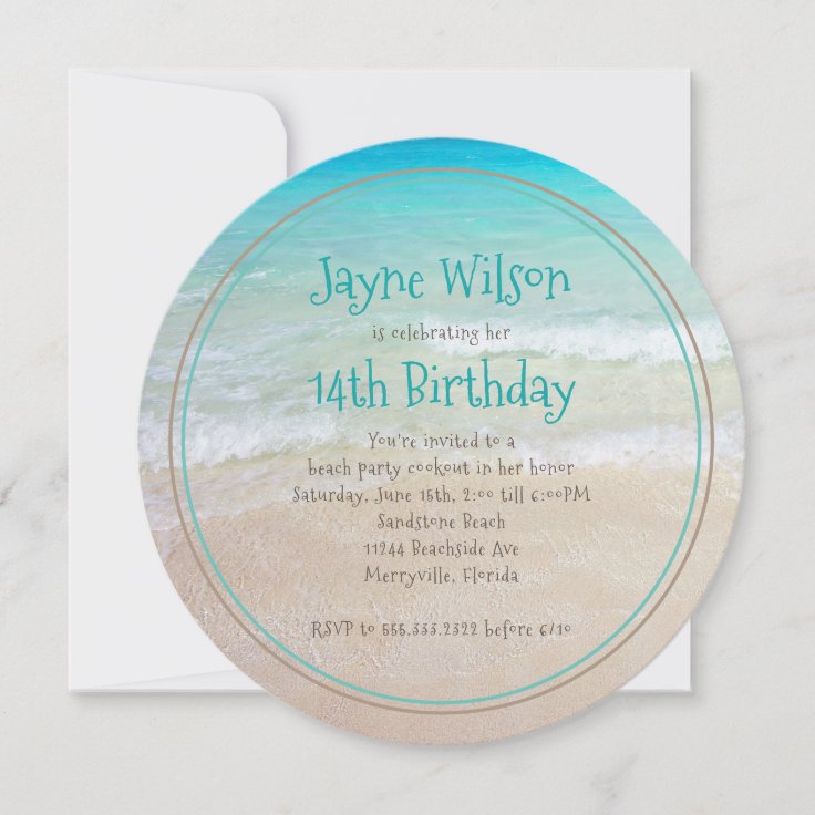 Plage Scene Ado Fille Anniversaire Fete Invitation Zazzle Fr