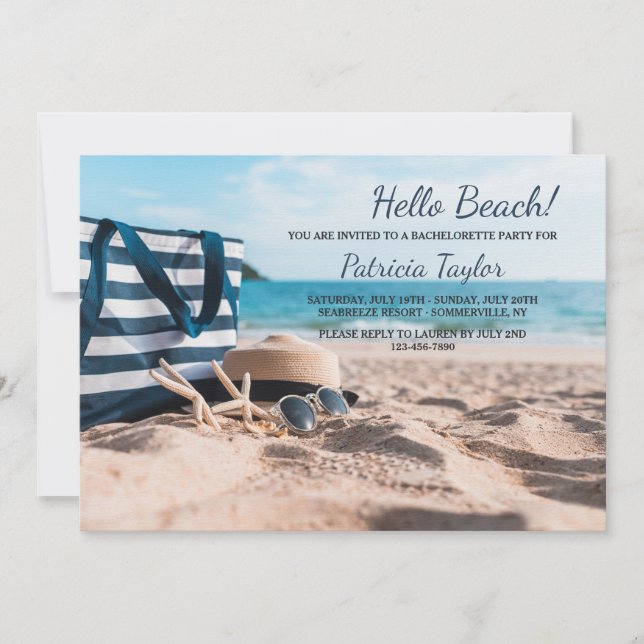 Plage Scène Bachelorette Invitations (Devant)