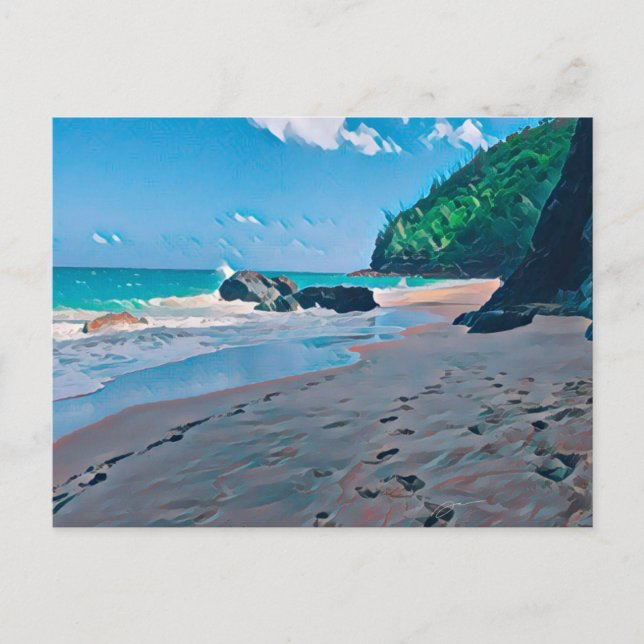 Plage secrète, carte postale de Kauai (Devant)
