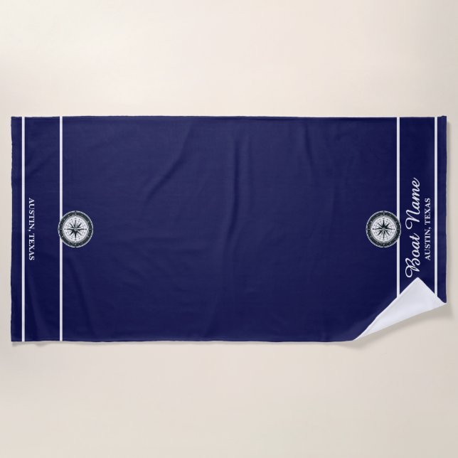Plage Serviette de bateau bleu marine (Devant)