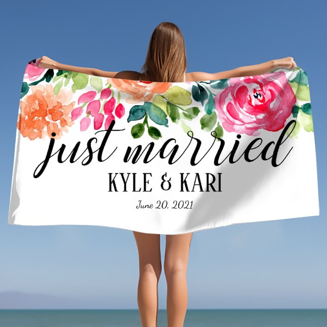 Plage Serviette de lune de miel pour Mariage marié (Just Married Personalized Wedding Honeymoon Towel
)