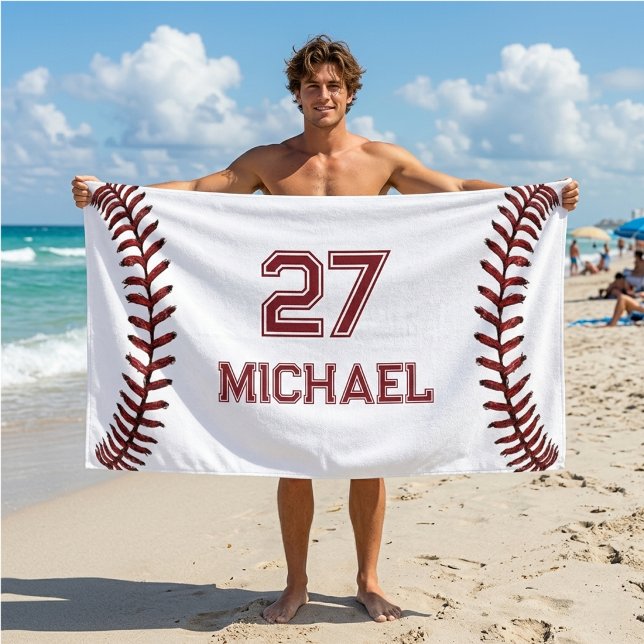 Plage Serviette de piscine personnalisée avec nom et num (Créateur téléchargé)