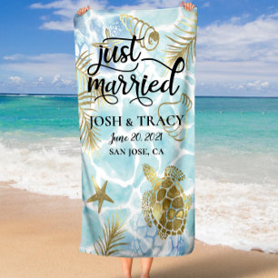 Plage Serviette de plage, juste mariée pour le mariage s