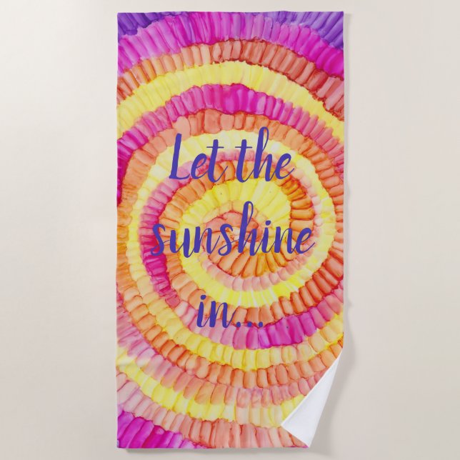 Plage Serviette Pinwheel Jaune, Rose, Orange (Devant)