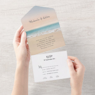 Plage simple tout en un seul Faire-part de mariage