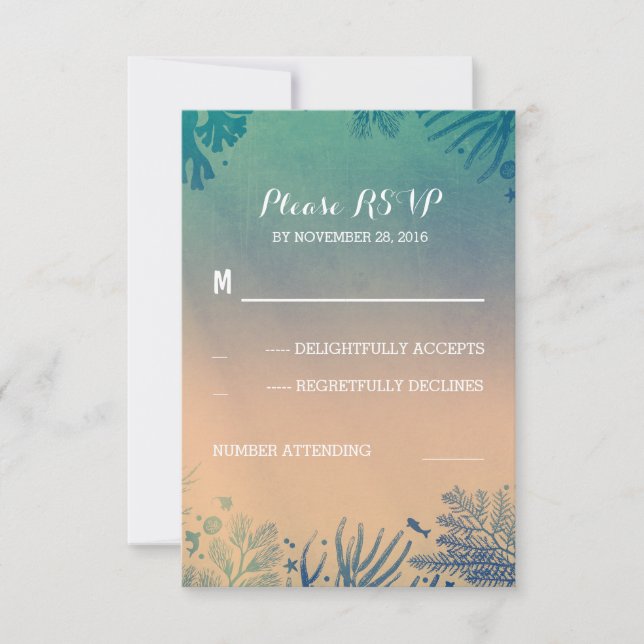 plage sous l'eau Mariage turquoise et bleu RSVP (Devant)