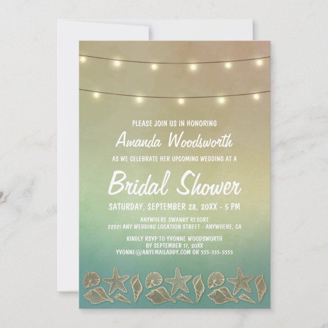 Plage Starfish Seashell Bridal Douche Invitations (Devant)