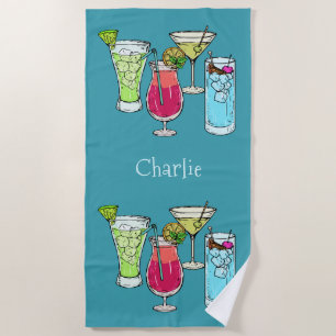 Plage Summer Cocktails nom personnalisé serviette de pla