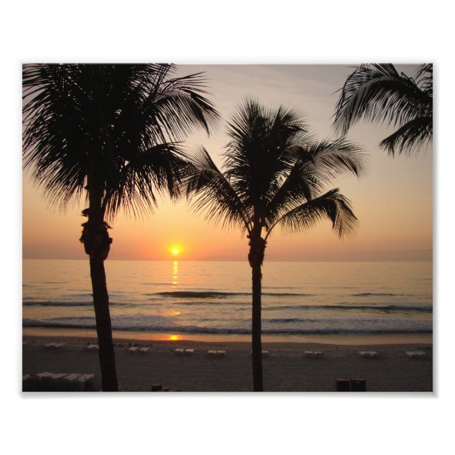 Plage Sunset Ocean Palm Tree Photographie Art Impr (Devant)
