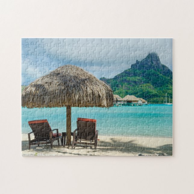 Plage sur le puzzle denteux de Bora Bora (Horizontal)