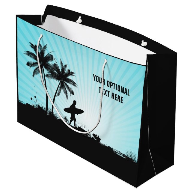 Plage Surfer texte personnalisé grand sac cadeau (Dos Angle)
