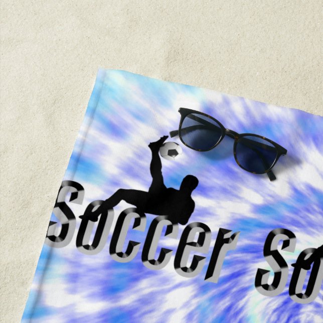 Plage Teinture bleue Design de football, Serviette de pl (En situation)