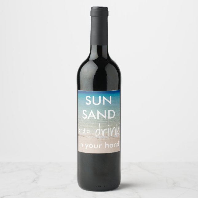 Plage Thématique Vin bouteille Étiquettes avec dev (Devant)