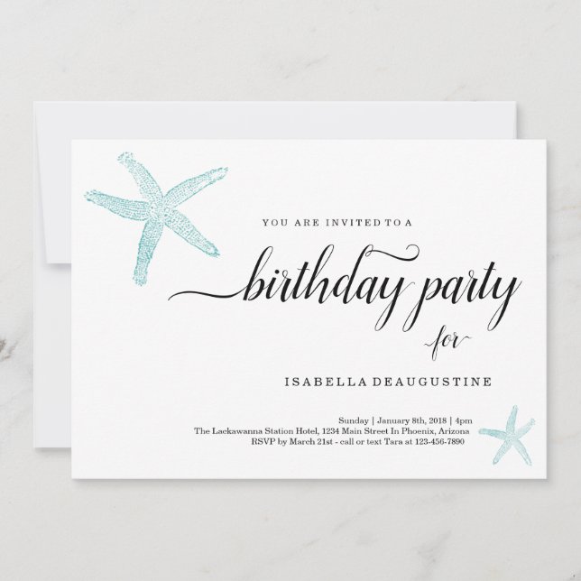 Plage Thème Anniversaire Invitation (Devant)