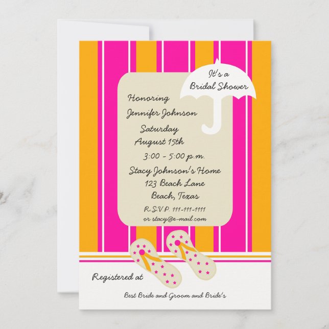 Plage Thème Bridal Shower Invitation — BeachTowel (Devant)