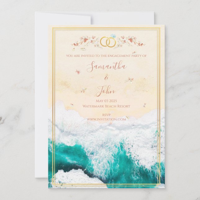 Plage Thème Engagement Party Invitation (Devant)