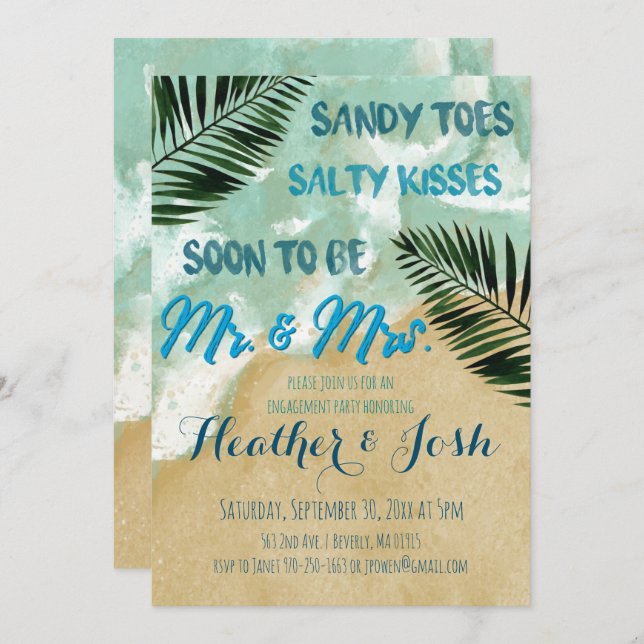 Plage Thème Engagement Party Invitation (Devant / Derrière)