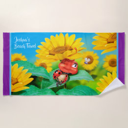 Plage Tournesols somnolents de coccinelle de serviette