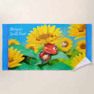 Plage Tournesols somnolents de coccinelle de serviette