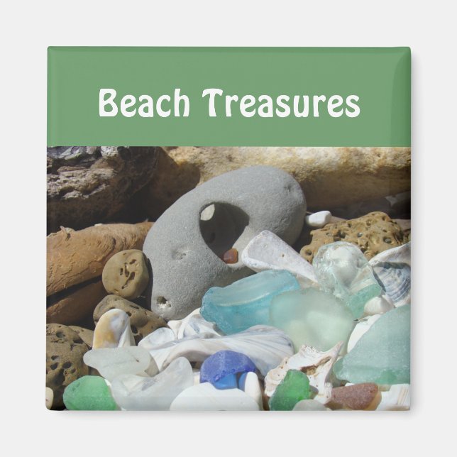 Plage Trésors magnet Verre de mer Seaglass Fossile (Devant)