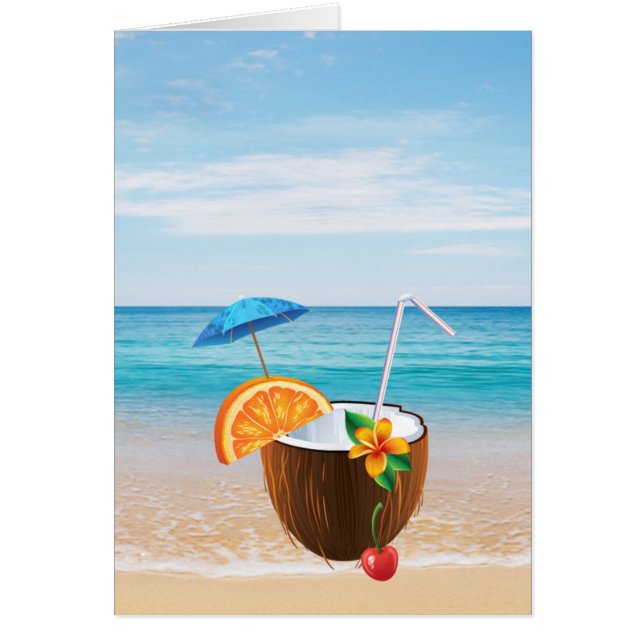 Plage Tropicale,Ciel Bleu,Sable de l'Océan,Cocktai (Devant)