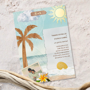 Plage Tropicale Côtière Photo Foil Invitation