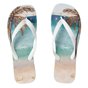 plage tropicale estivale palmiers tongs