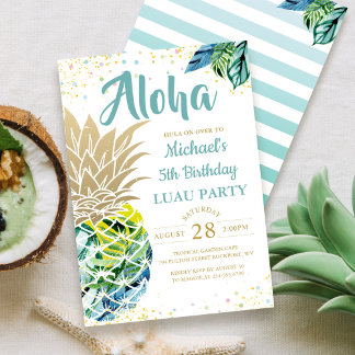 Plage tropicale Luau Pineapple Invitation Annivers