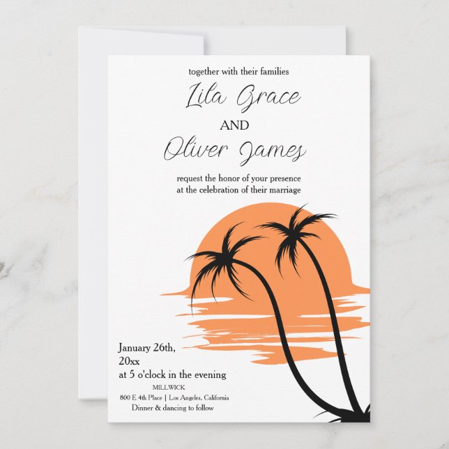 Plage tropicale moderne Faire-part de mariage Océa (Devant)