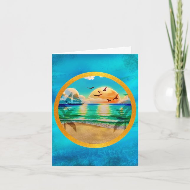Plage tropicale moderne Palm Trees Sunset Vacances (Devant)