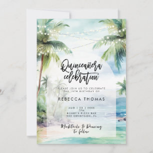plage tropicale océan Quinceanera invitation