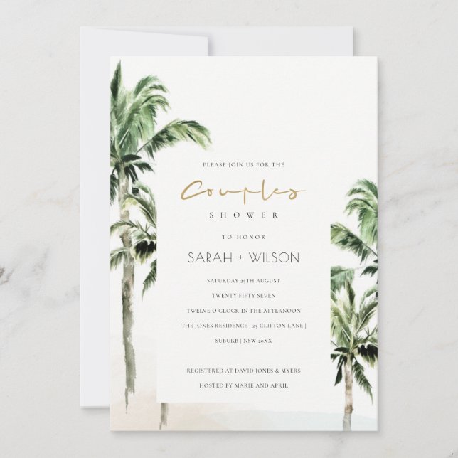 Plage tropicale Palm Trees Couples Invitation douc (Devant)