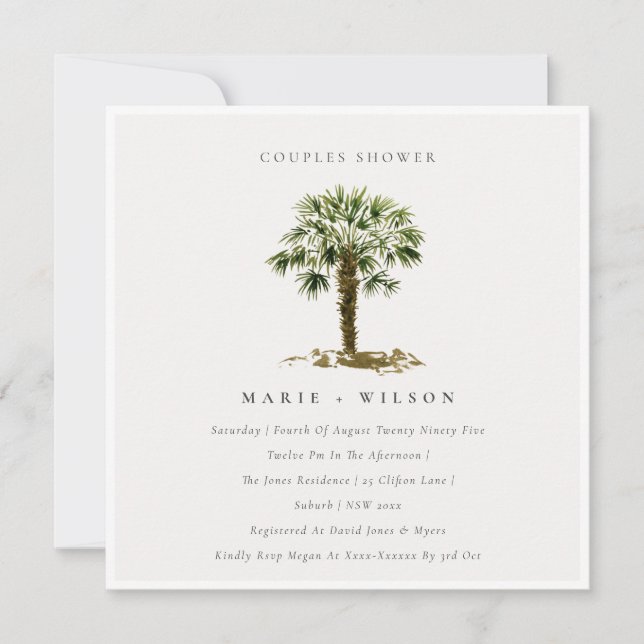 Plage tropicale Palm Trees Couples Invitation douc (Devant)