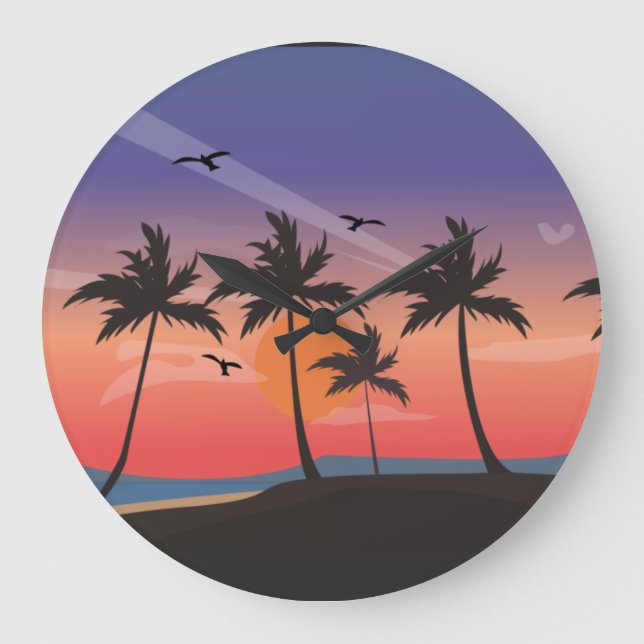 PLAGE TROPICALE PALMIERS ART Mur Horloge (Recto)