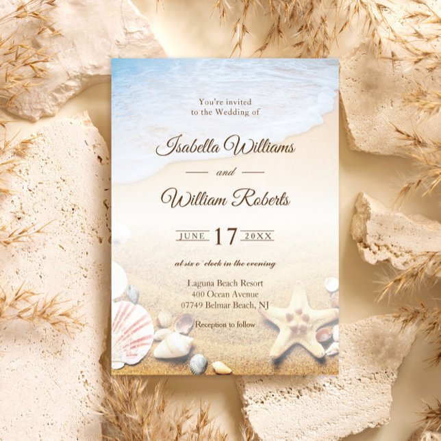 Plage tropicale Starfish Mariage Invitation (Créateur téléchargé)