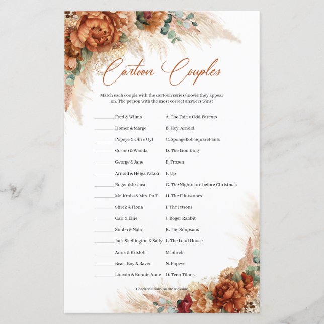 Plage tropicale terre cuite pampas Cartoon Couples (Devant)