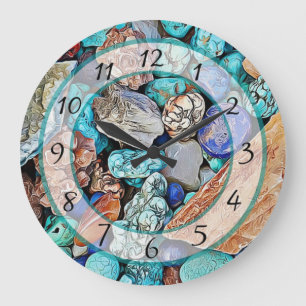 Plage Turquoise Pierres Faux Stone Gem Horloge