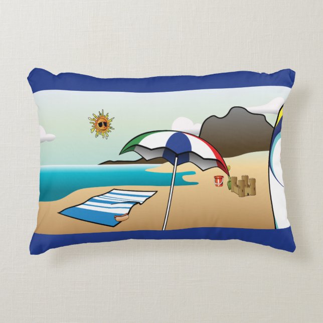 Plage Vacances Coussin bleu foncé (Devant)