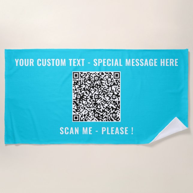 Plage Votre code QR Texte personnalisé Serviette de plag (Devant)