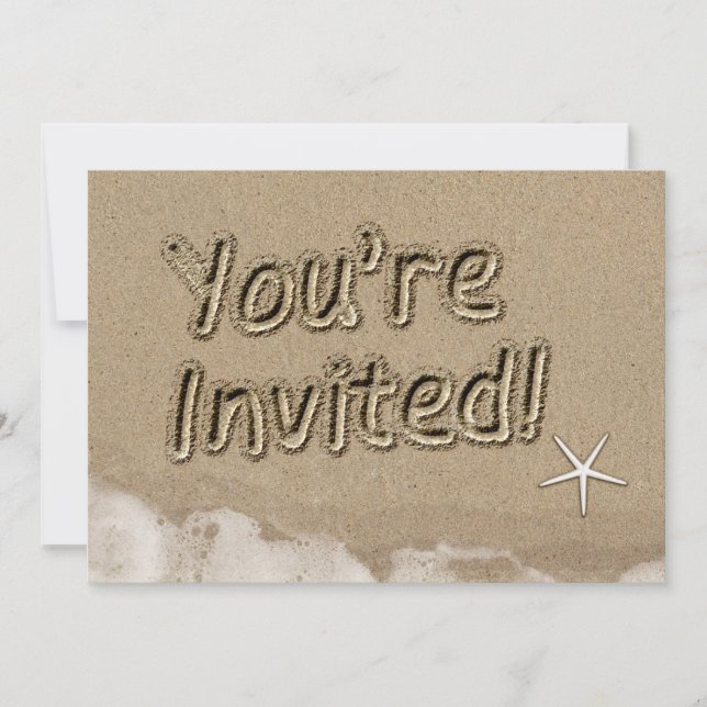 Plage VOUS ÊTES INVITÉS Invitation de fête de typo (Devant)