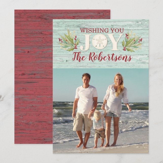 Plage Vous Souhaitant Joie Noël Carte de vacances (Devant / Derrière)
