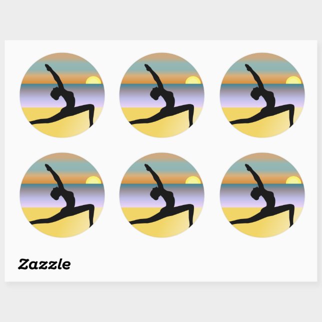Plage Yoga Femme Possédant Stickers Arrondi Silhou (Feuille)