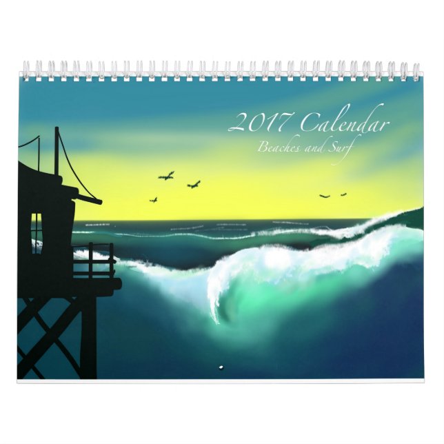 Plages et calendrier 2017 d'art de surf (Protection)